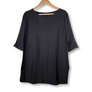 Peruvian Connection Mid-Sleeve Oversized Boxy Tee Black Size XS
